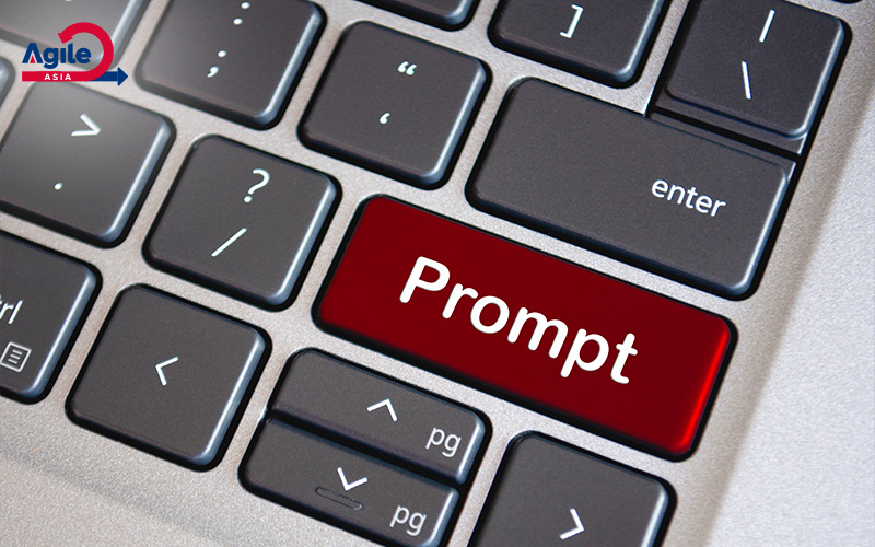 A close-up of a keyboard with a red Prompt key.